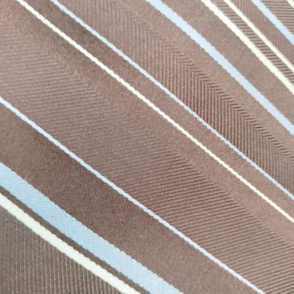Michael Kors Brown Blue Striped Men's Tie Necktie Silk Made in USA Formal - Picture 9 of 10